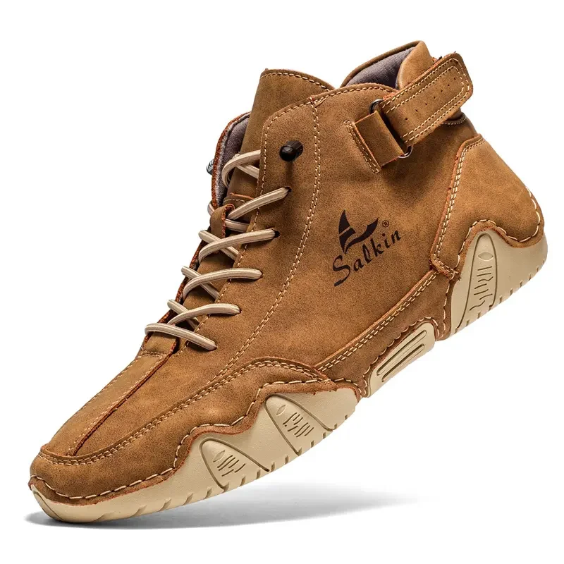 Hot 2025 New Men's Winter Cotton Shoes High Fashion Casual New Tide Ankle Boots Flat Korean Tool Batch