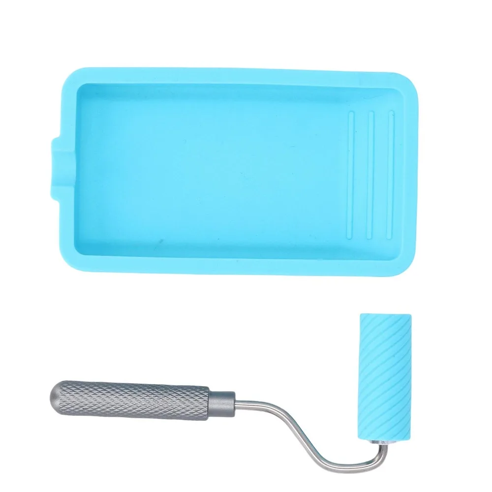 Reusable Silicone Paint Roller Soft Professional Grade Adhesive Applicator Spreader With Tray Rubber Roller Kit Arts Crafts