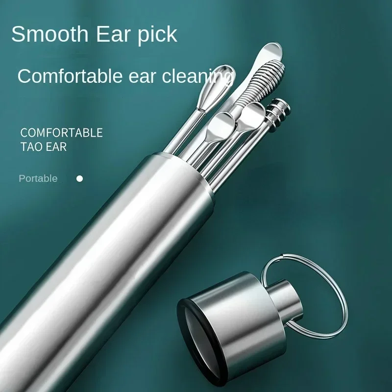 6PCS Stainless Steel Earpick Ear Cleaner Spoon Ear Care Cleaning Tool Earwax Removal Kit Ear Pick Wax Remover Clean Health