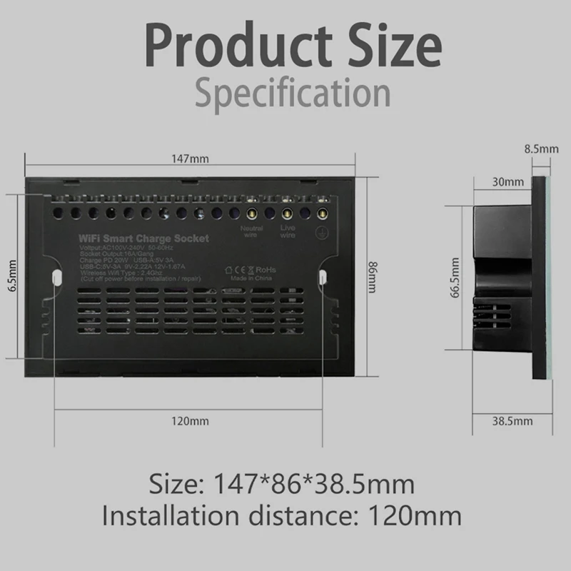Tuya Wifi Wall Smart Socket Voice Timing Electricity Metering 147Smartsocket Remote Control US And EU Universal