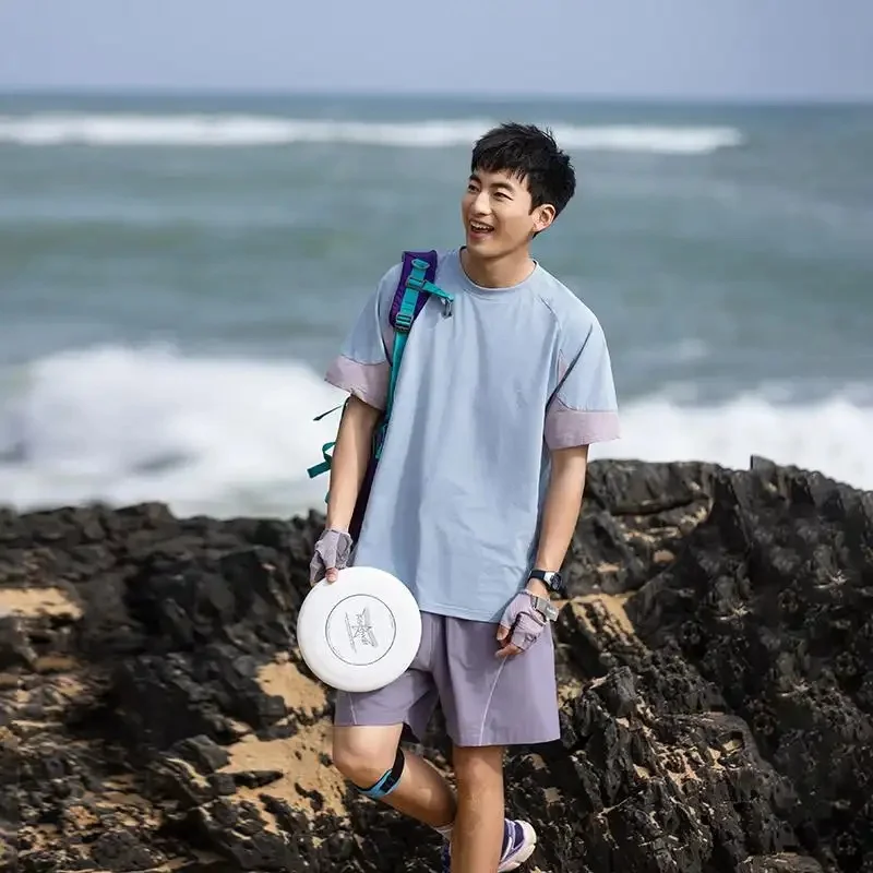 2026 Men Half Zip Block Color Sports T Shirt Quick Dry Sweat Absorbing Breathable Summer Outdoor Casual Activewear Top