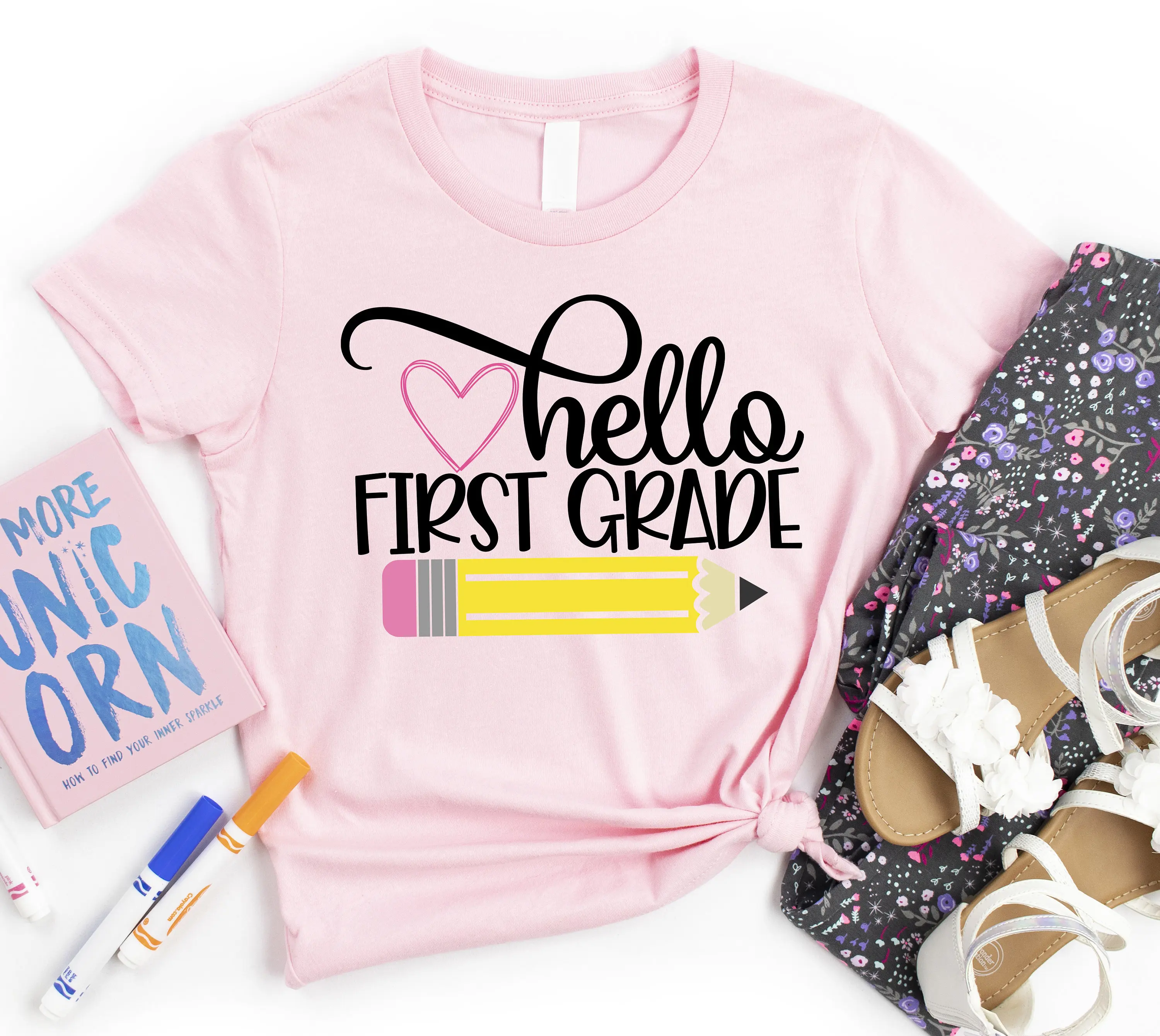 

Hello First Grade T Shirt Teacher Back To School For Funny Student s