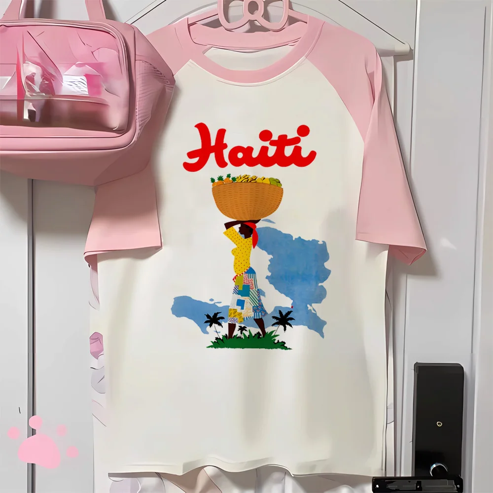 

Haiti t shirt women harajuku graphic Japanese t shirt female comic funny 2000s clothes