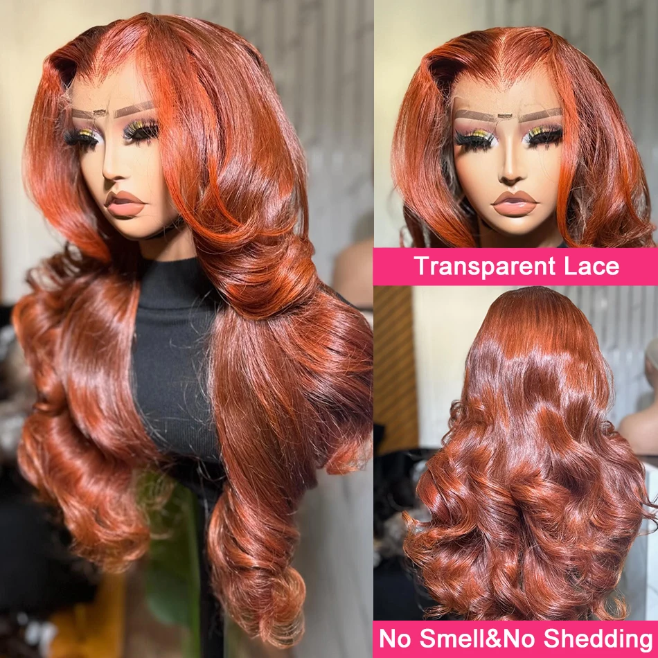 Reddish Brown Body Wave HD 13x4 13x6 Lace Frontal Human Hair Wig Colored Brazilian Remy Human Hair Wigs For Women Pre Plucked