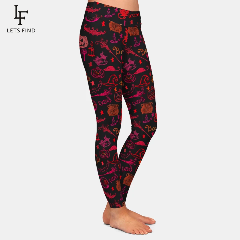 LETSFIND – Leggings de Fitness taille haute, en soie et lait, avec impression numérique, Halloween, cauchemar avant noël, nouvelle collection 2019