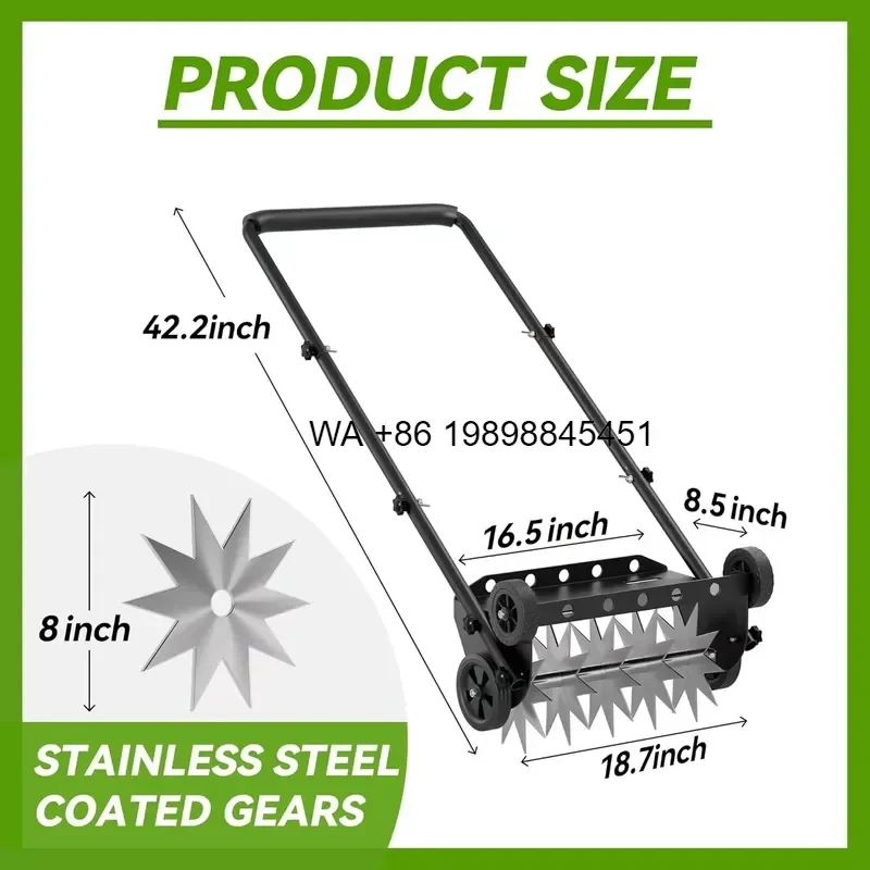Wmwmnu Heavy Duty Iron Rotary Spike Aerator with 8cm Poking Depth Rolling Lawn Aerator for Lawn Garden Yard Grass Aeration