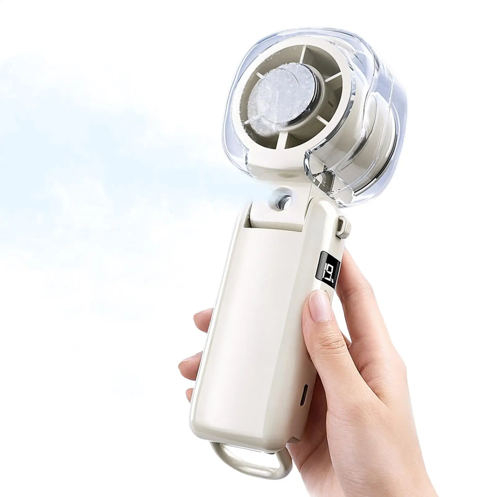 Handheld cooling mist fan cooling fan with Water Tank USB rechargeable digital display turbine fan Personal Cooling Mister