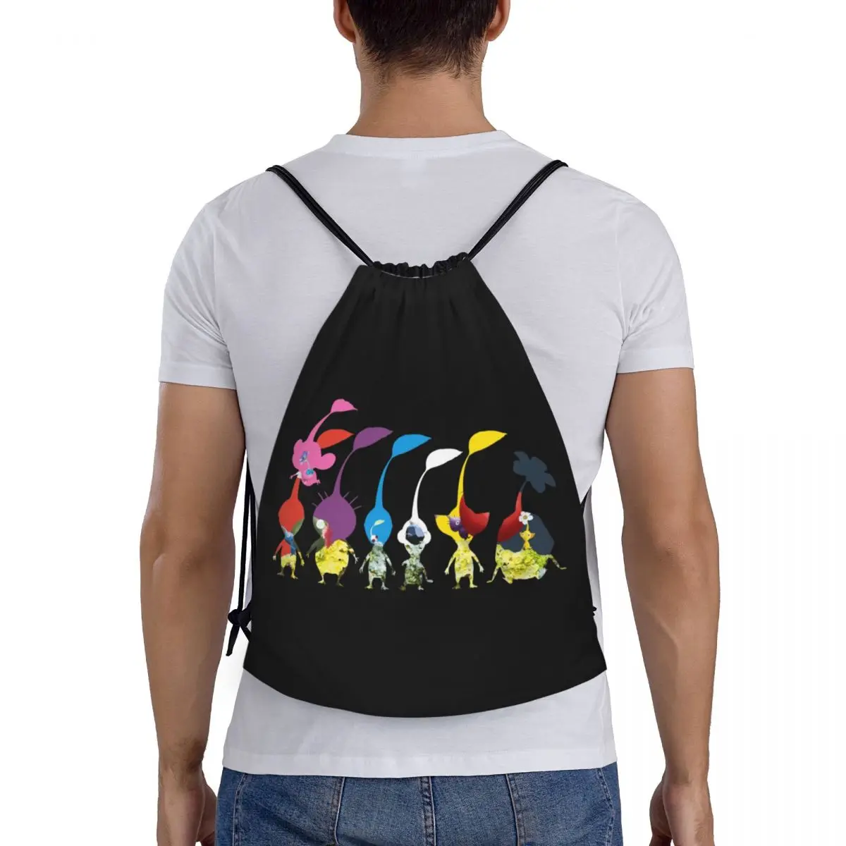 Pikmins-bolsas con cordón para juegos para hombre y mujer, mochilas de almacenamiento para entrenamiento, plegables, para gimnasio y Deportes