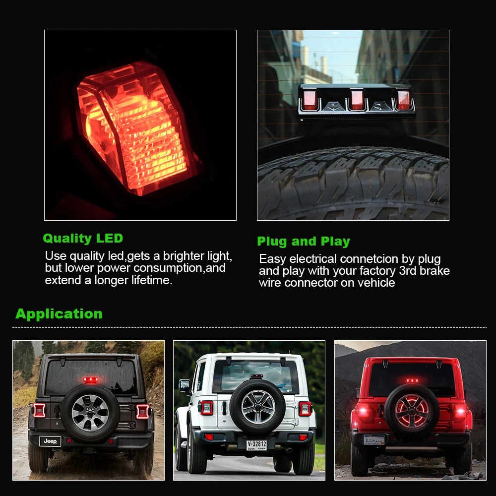 Nuovo design impermeabile Ip67 Led terze luci di stop luci di stop a montaggio alto per Jeep Wrangler Jl Jk