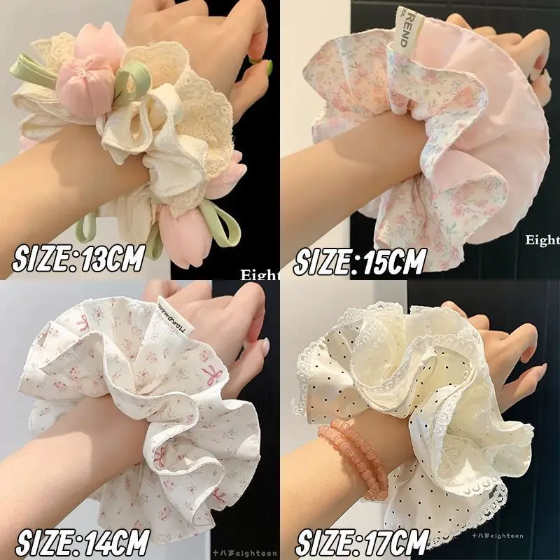 Korean Heavy Industries Tulip Lace Bow Hairband Women's High Grade Sensation Ball Head Tie Hair Extra Large Hairstring