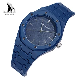 HUMPBUCK Watch Fashion Casual Quartz Light Waterproof Sport Chronograph Clock Men's Wristwatch New Design Round Dial Men Watch