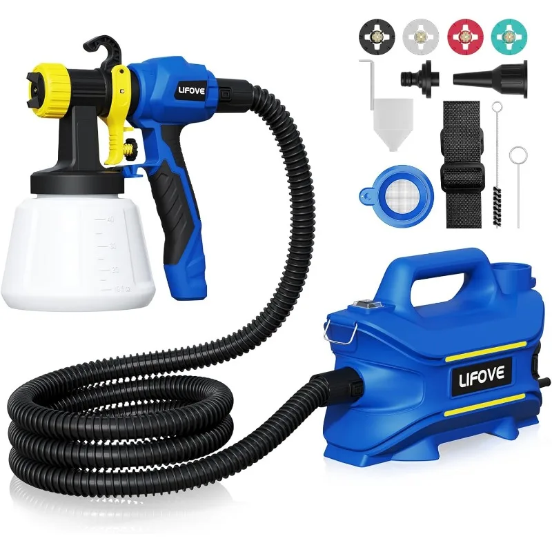 Paint Sprayer 800W HVLP Electric Spray Paint Gun with 40 Fl Oz Container, 6.5FT Air Hose