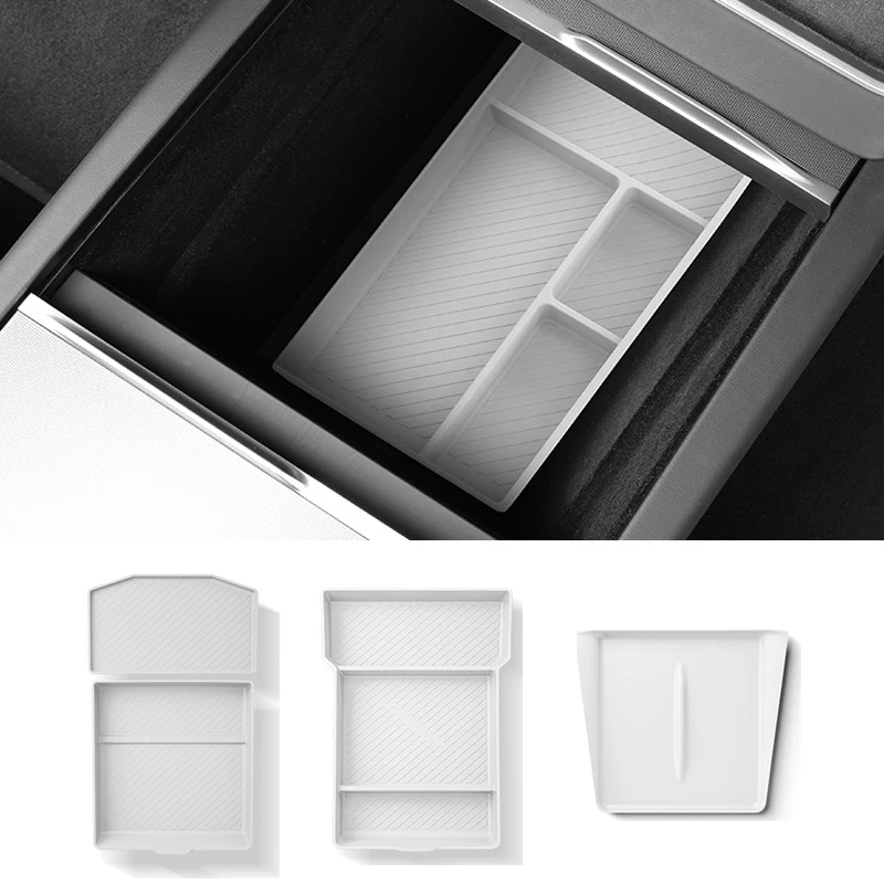 

For Tesla Model 3 Y Juniper Highland 2025 Center Console Armrest Storage Box Stowing Tidying Lower Bottom Mat Organizer Tray Pad