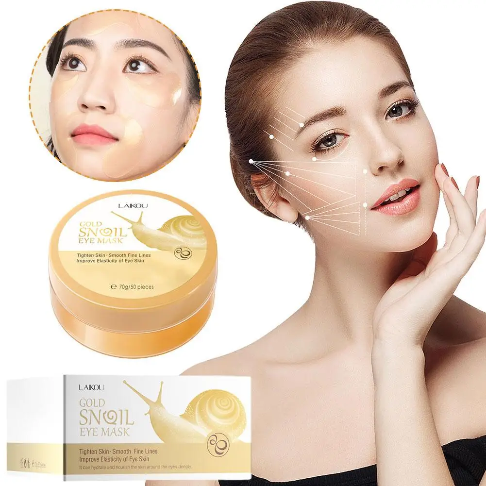 Golden Snail masker mata siput, produk melembabkan halus menghilangkan garis perawatan lingkaran hitam mengurangi kantung mata bengkak mencerahkan mata