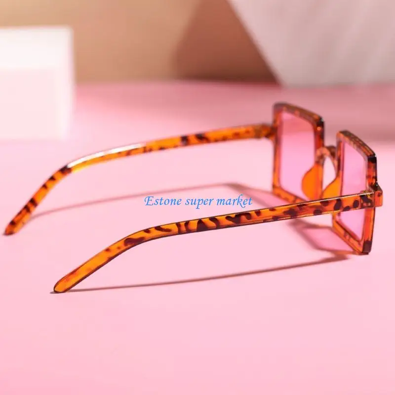 090B Kids Oversized Square Sunglasses Trendy Flat Top Toddler Sunglasses for Girls Boys 2-10 Years UV for Protection Transparent