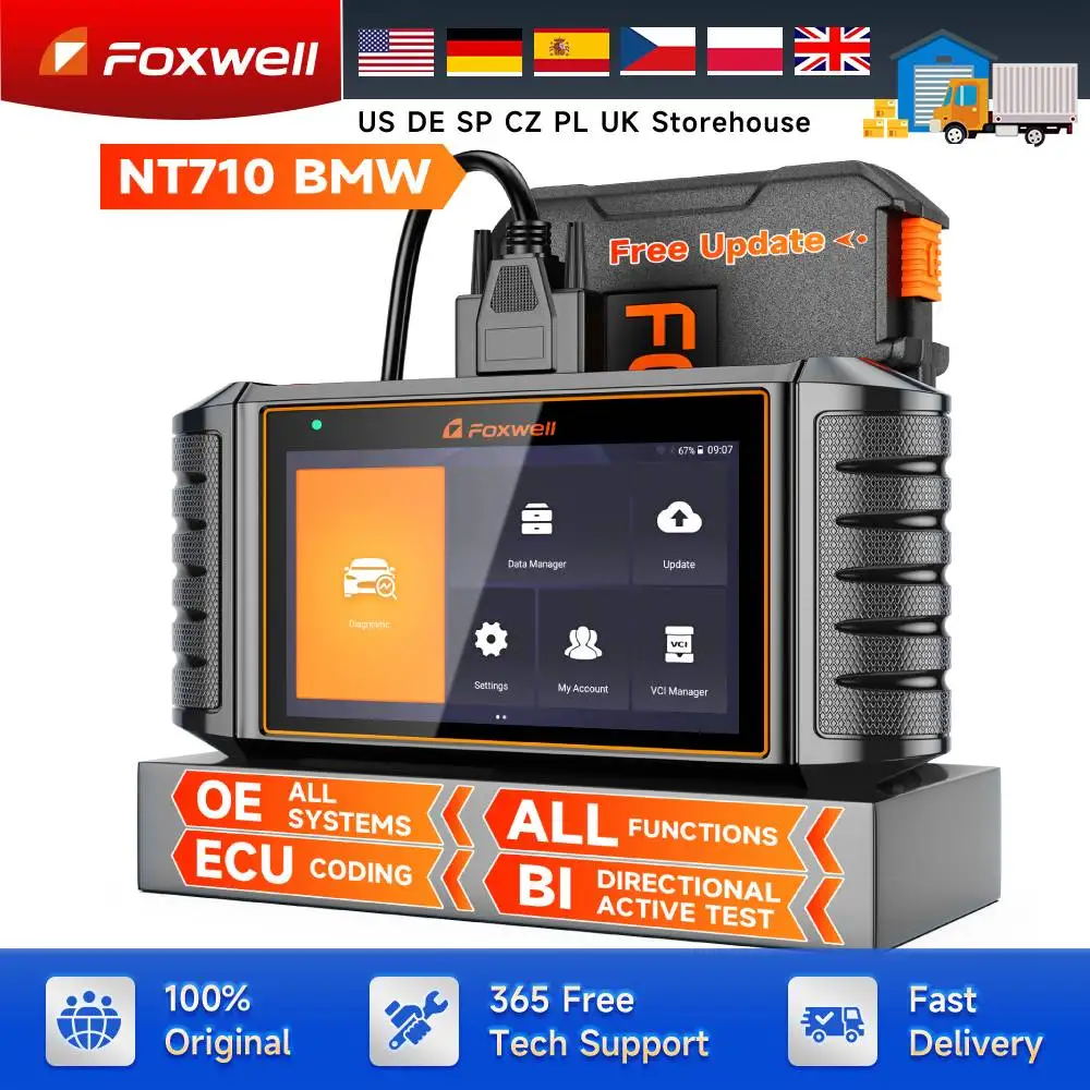 

FOXWELL NT710 для BMW OBD2 диагностический сканер кодирование ЭБУ считыватель автомобильных кодов полная система двунаправленный тест автомобильный сканер