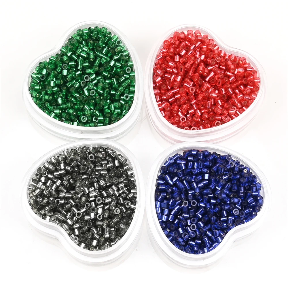 11/0 Japanese Glass Silvery Cylinder Beads for Craft Jewelry Making 20Colors 1.6mm Silvery Colour-Lined Mini Beads 1111pcs/pack