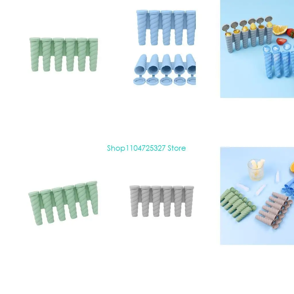 D8KF Flexible Silicone Ice Lolly Molds for Kids and Adults Creative 6 Cavity and Single Popsicles Tray Ice Cream Molds