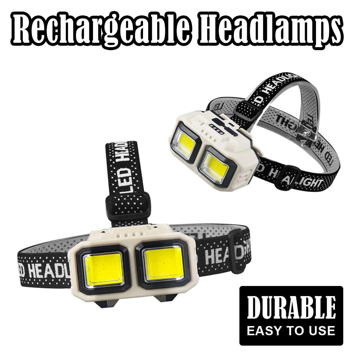 Waterproof LED Headlamp COB Hands Control Sensor USB Light Rechargeable White Light Adjust Angle Flashlight Bright High Power