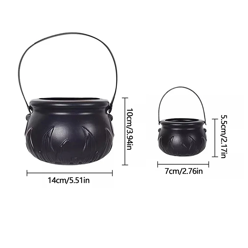 1PC Halloween Candy Bucket For Kids Hallowen Party Gift Buckets Holder Cauldron Black Witch Small Prop Kettle Hallowen Decor