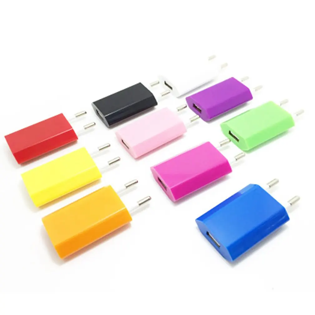 New Mobile Phone Charger EU Plug USB PVC Paint Compact Lightweight Explosion Proof Single Port Phone Chargers Fast shipping