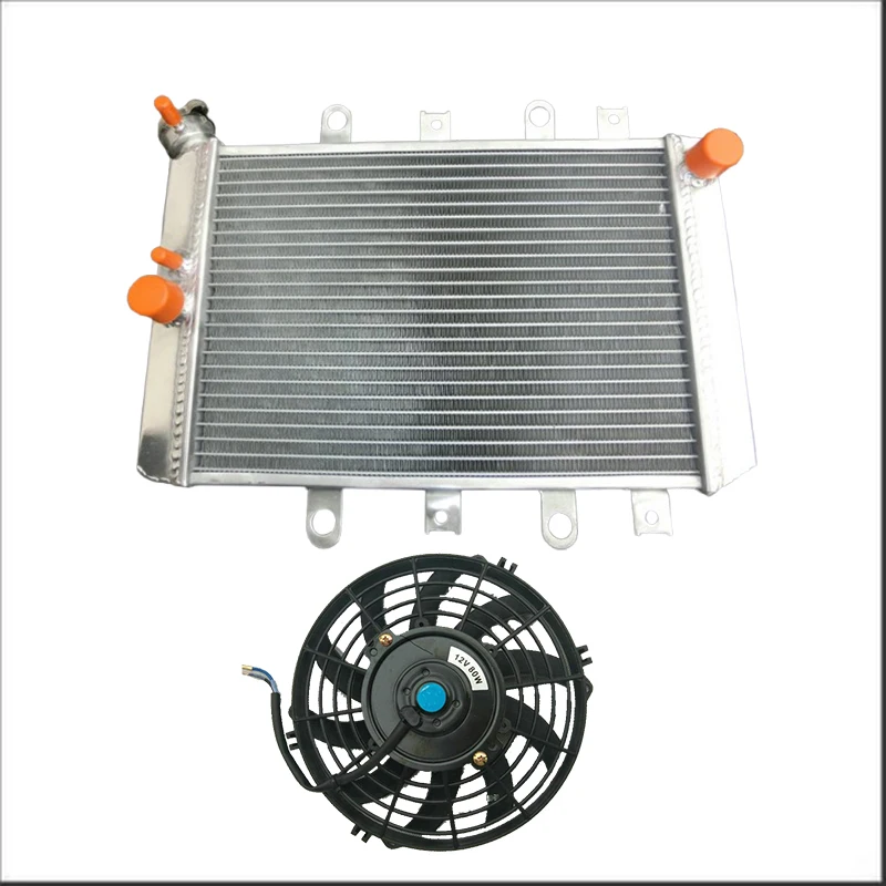 Aluminum Radiator + Fan For Yamaha ATV Quad Grizzly 700 YFM700/550/500 EPS 2007 2008 2009 2010 2011 2012 2013