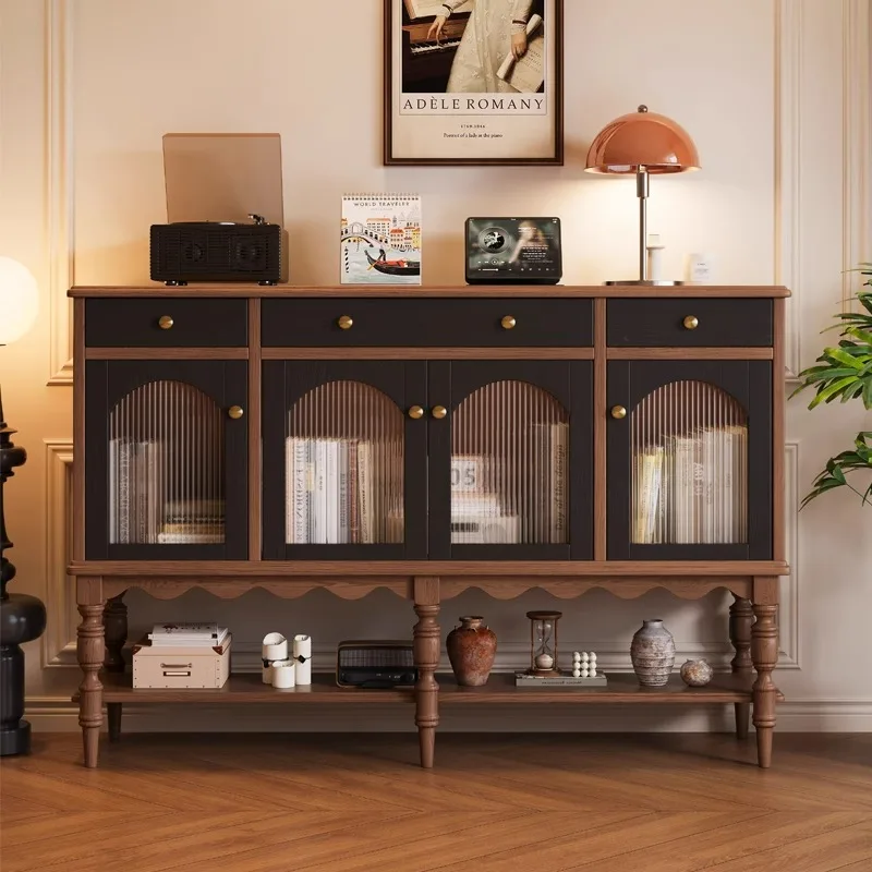 

American retro style solid wood porch cabinet storage storage cabinet French medieval display decorative dining side