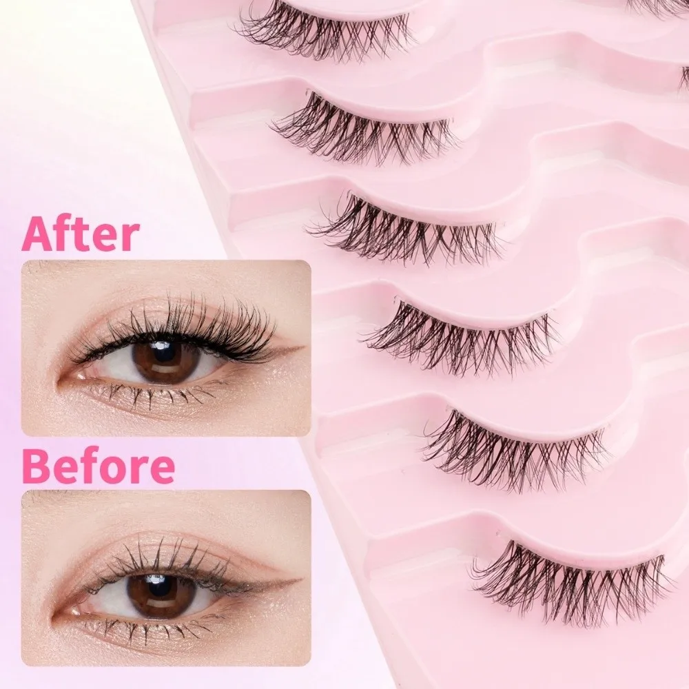10 Pairs Black Thick Fluffy False Eyelashes Curvature C 7-10MM DIY Lashes Extension Reusable Eye Makeup Dense Fake Eyelashes