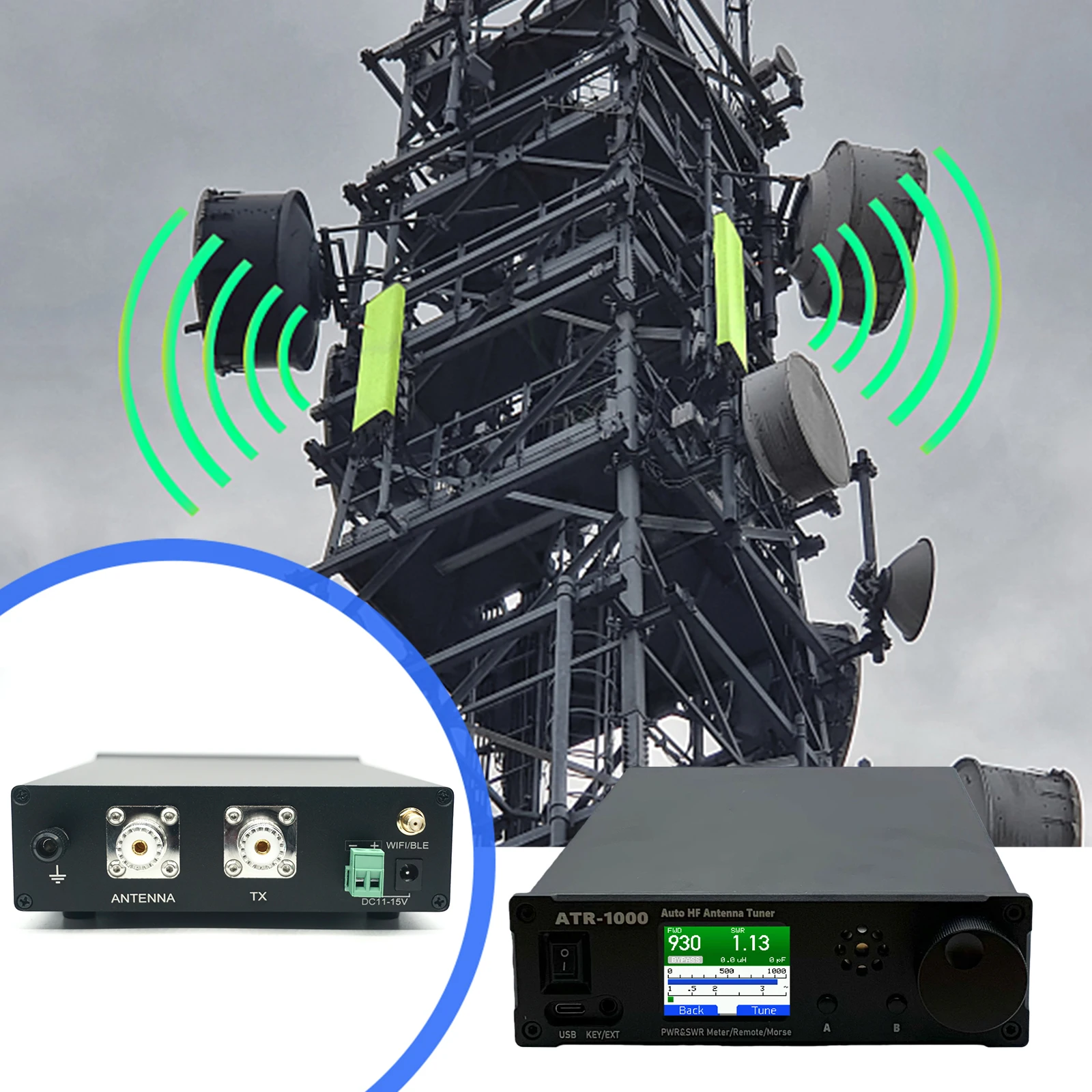 AMNVOLT ATR1000 1000 واط 1.8-30 ميجا هرتز كامل Waveband راديو استقبال معدات راديو صغيرة هوائي موالف تلقائي واي فاي دعم التحكم عن بعد