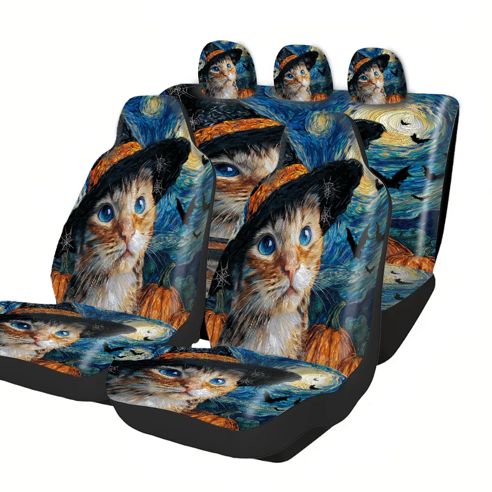 2-5 Seat Set Car Seat Covers, Black War Horse Print,, Easy Install & Washable, Fit, Non-Slip, Absorbent, Washable - For Truck,