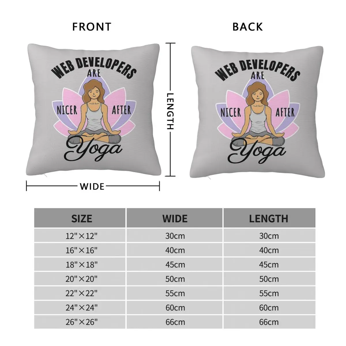 Web Developers Are Nicer After Yoga Square Pillowcase Polyester Linen Velvet Decor Throw Pillow Case Sofa Seater Cushion Case