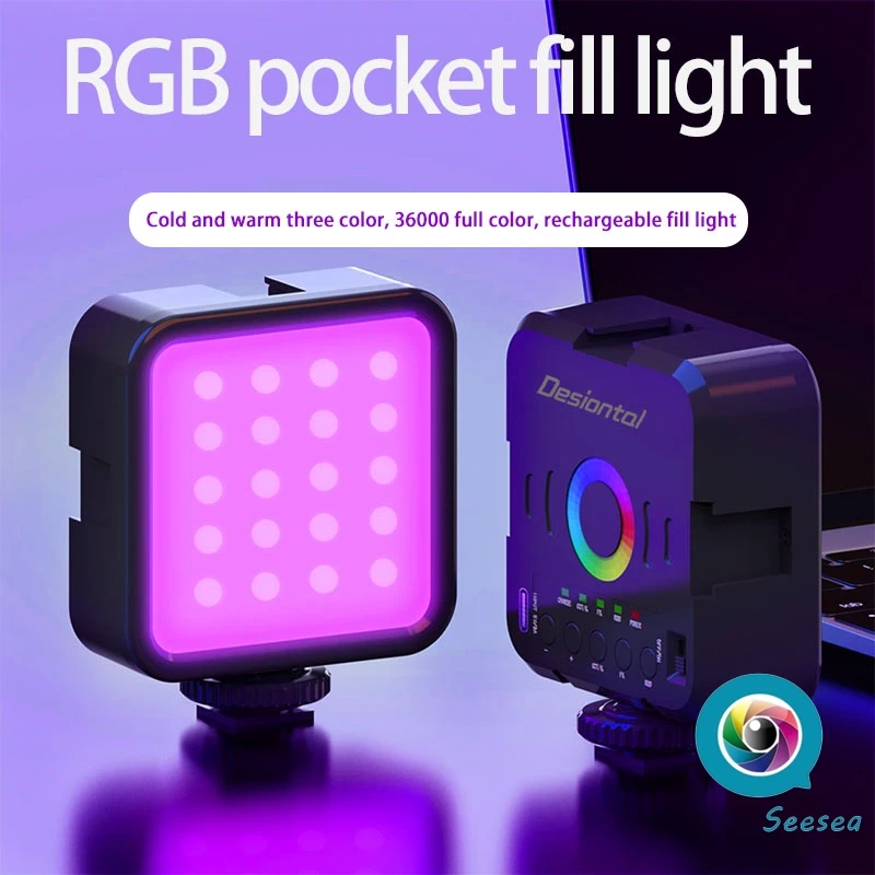 Desiontal W70 RGB LED الفيديو ملء ضوء 1200mAh التصوير مصباح 3000-9000k استوديو صغير ضوء الصورة ضوء صغير ل Tiktok يوتيوب
