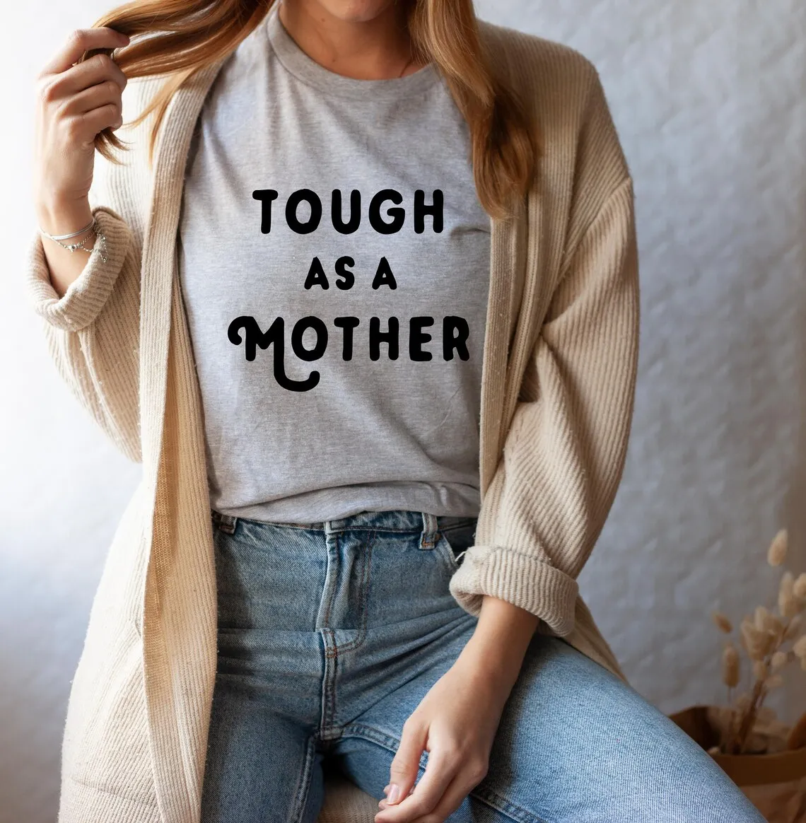 Skuggnas Tough as a Mother Funny Graphic T-shirt Graphic Tee Women's t shirt Strong Female t shirts Tough Mama Cotton tshirt