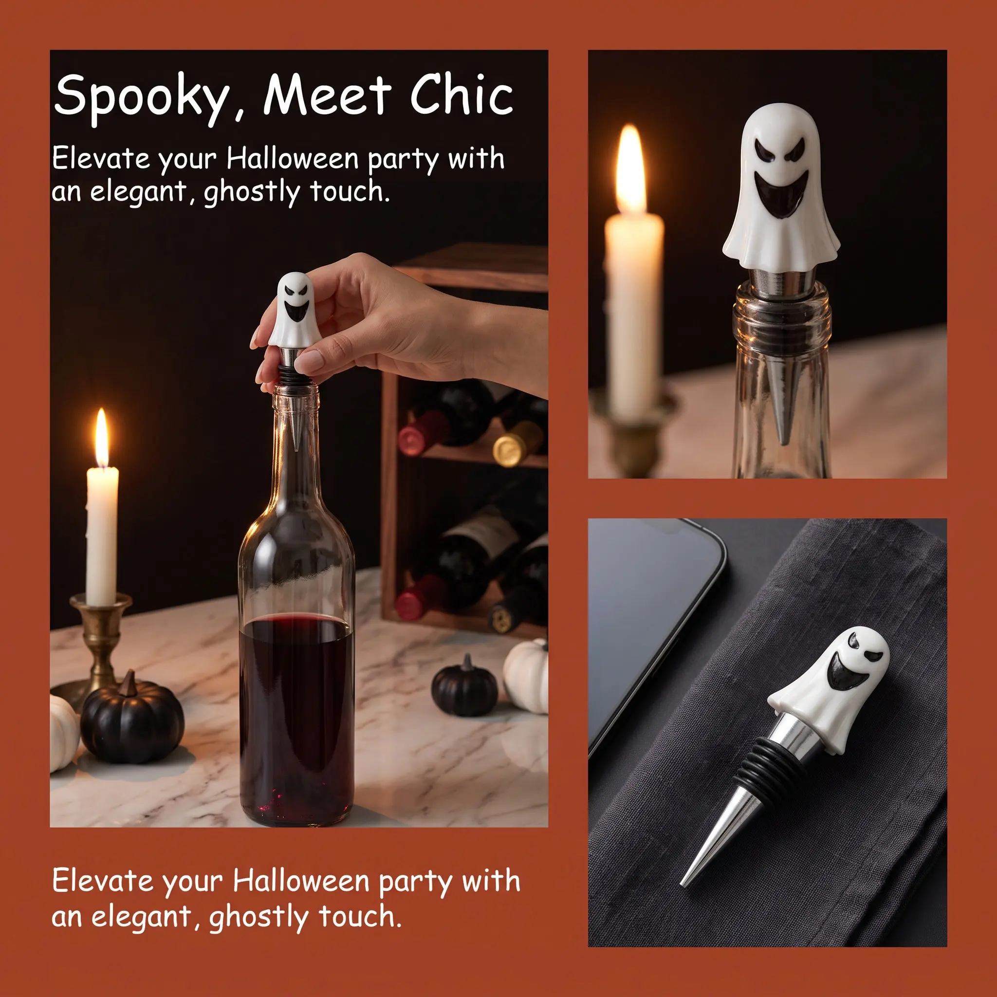 2Pcs Ghost Form Wine Stoppers Fine Craftsmanship Decorative Bottle Stopper Reusable Wear-Resistant Portable Household Bar Party