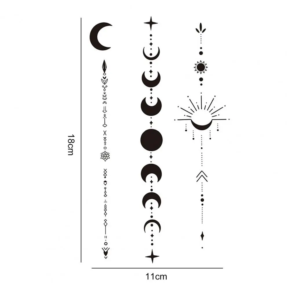 Adhesive Tattoo Moon Pattern Waterproof Temporary Tattoo Easy-to-apply Adhesive Body Art with Plant-based for Long-lasting