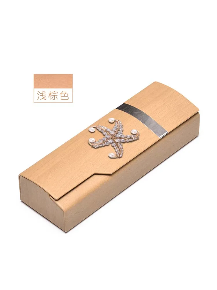 Women's Stylish Box - Retro Design Portable Eyewear Cases Symmetrical Leaf Decor