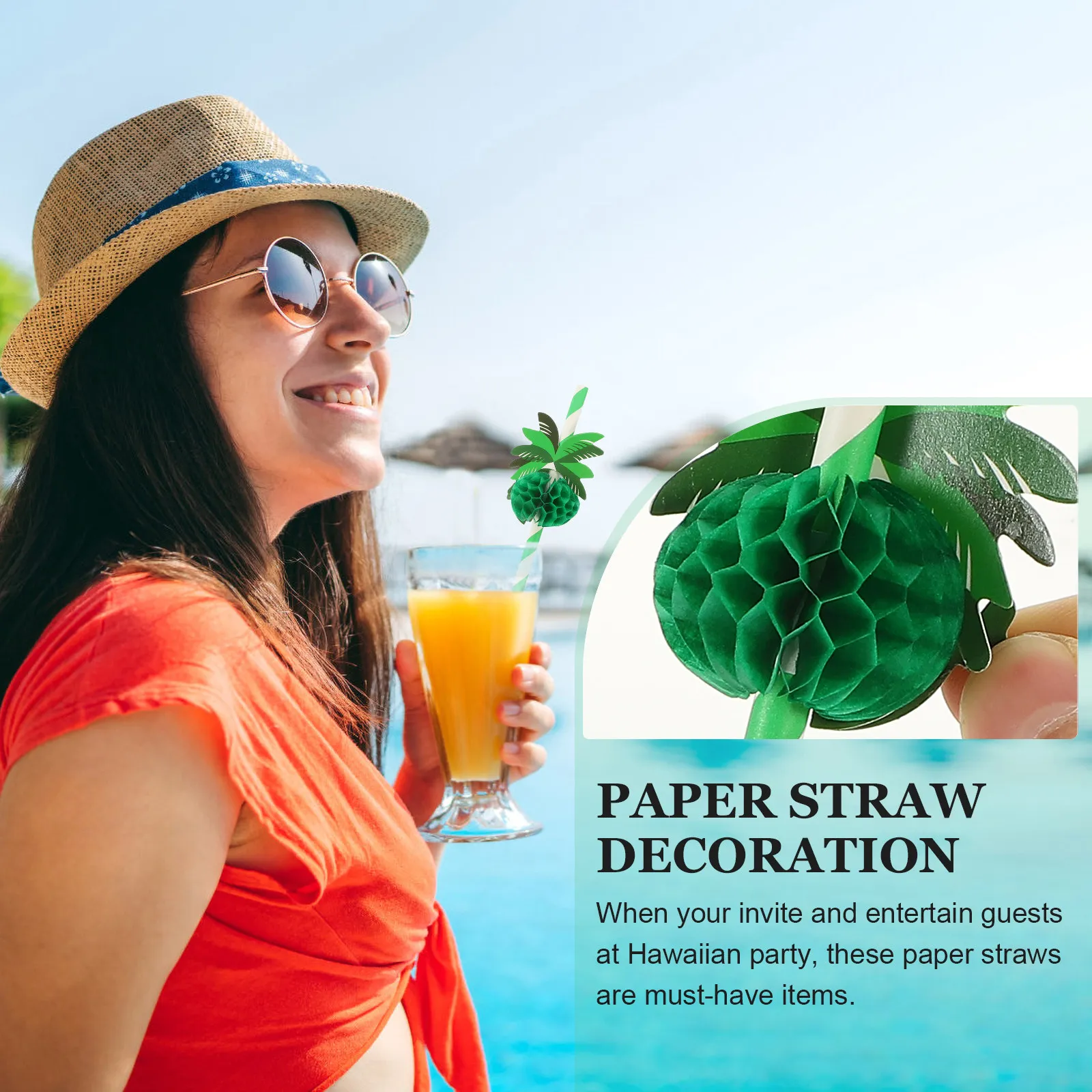 

50Pcs Coconut Tree Paper Straws Hawaiian Party Tropical Decor Disposable Cocktail Straws Beach Drink Accessories