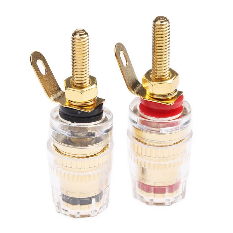 8 teile/los 42 MM Gold Überzogene Lautsprecher Terminal Binding Post Verstärker Stecker Geeignet Für 4mm Bananen Stecker Hohe Qualität