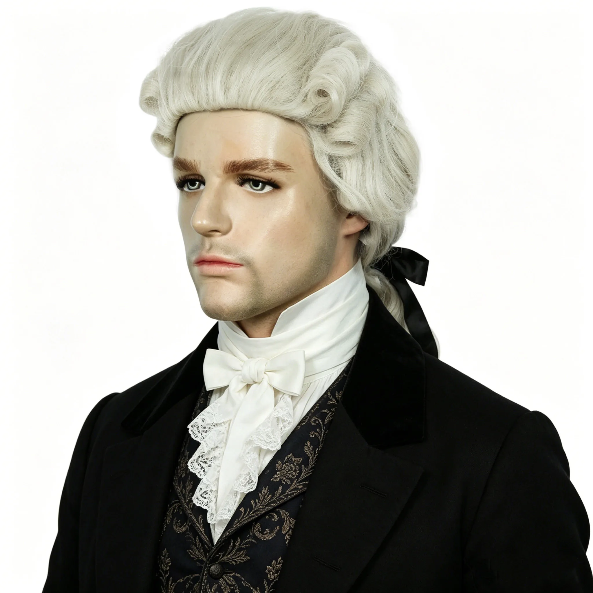 Synthetic Blonde Vintage Noble Curly Wig, Men Colonial Wig Adult Judge Wig Men for Lawyer Cosplay Wig Blonde Wavy Wig