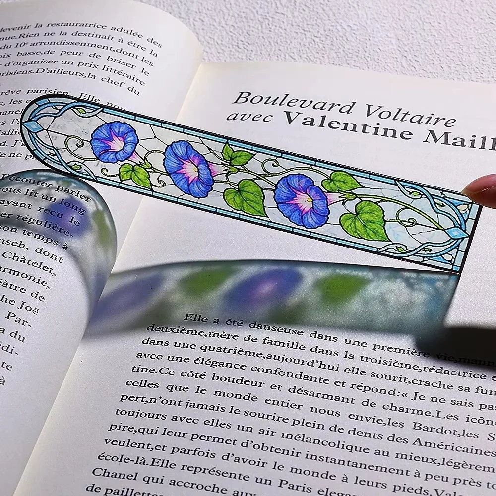 Elegant European Style Acrylic Bookmark Transparent Dazzling Laser Bookmark Color Window Artistic Flower Bookmark Reading Gift