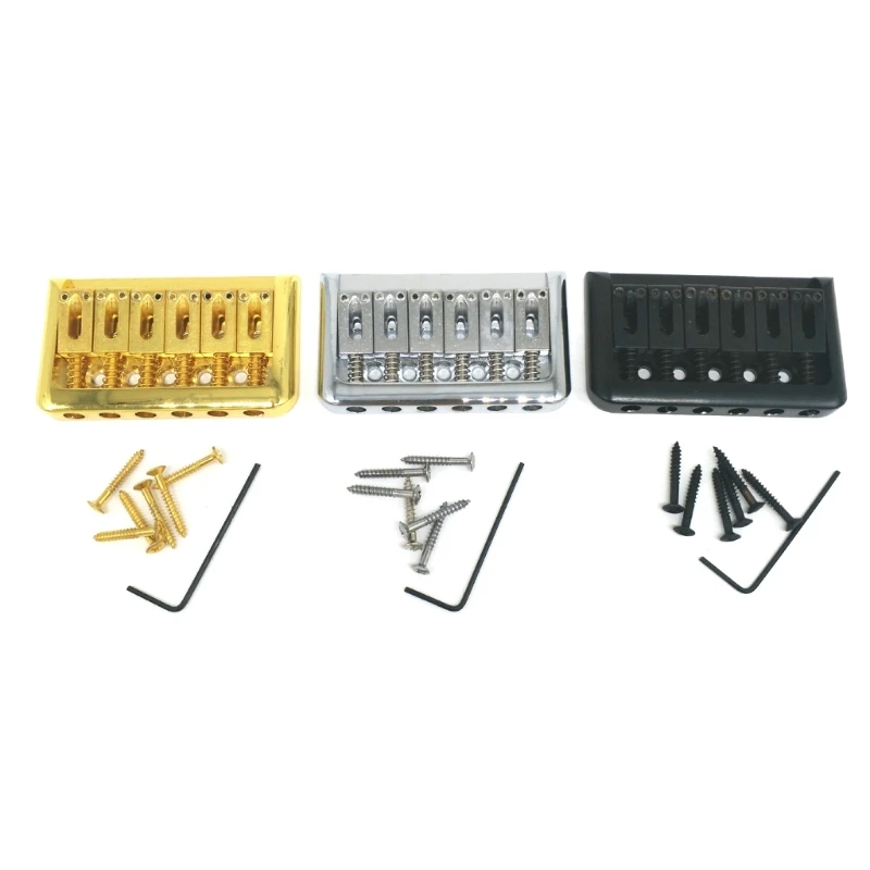 

6-String Fixed Saddle Guitar Bridge Top Load Tailpiece with Mounting Screws & Wrench for Electric Guitar Parts Durable