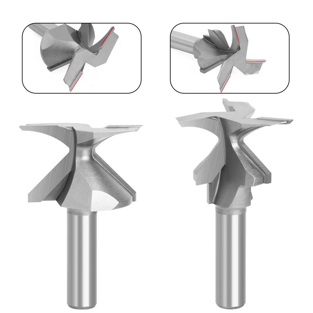 LAVIE 1 Stück 1/2" Schaft Holzbiegefräser-Set, 2- und 3-schneidiger CNC-Fräser, R8-R50 Profilierwerkzeug für Holzkurven – Detail 11