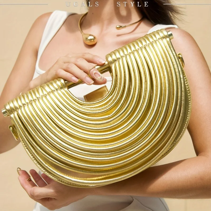 

Elegant Women's Luxury Large-Capacity Party Handbags , Fashionable Woven Commuting Single Shoulder Slip Handheld Dinner Bags