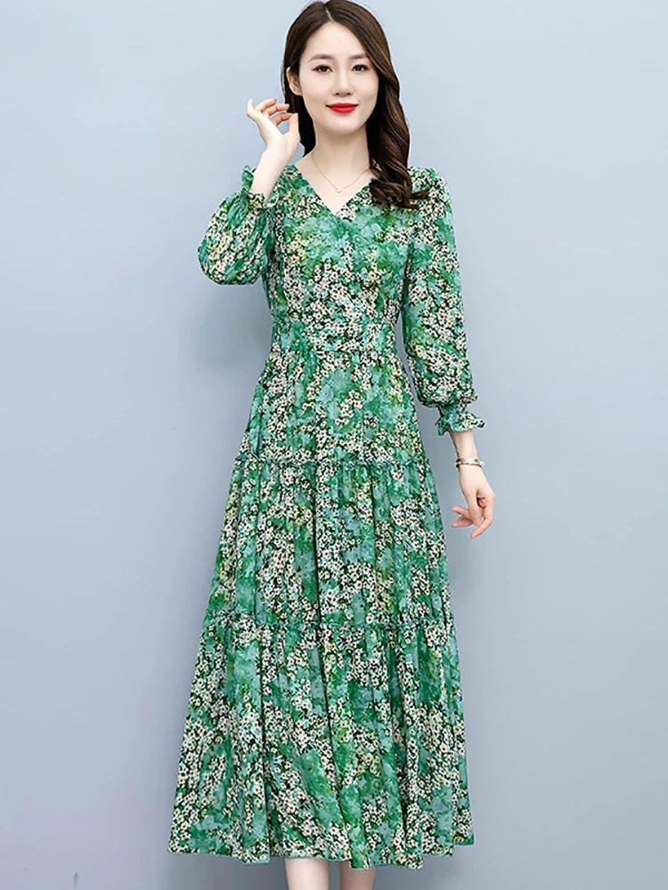 2024 primavera autunno moda Casaul Party Midi Dress Floral Boho Beach abito a maniche lunghe donna elegante Chic Prom Night Maxi Dress