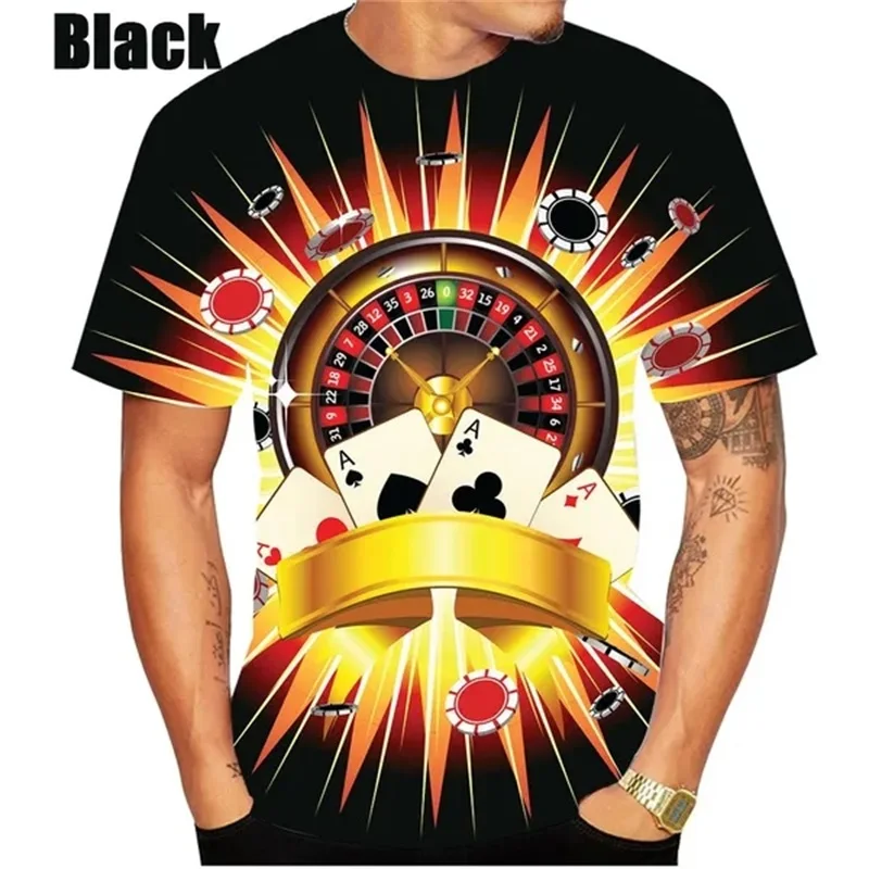 Hot Sale Roulette Wheel 3D Print T Shirt For Men Summer Short-sleeved Casual Round Neck Tee Tops Streetwear Men Oversized Tshirt