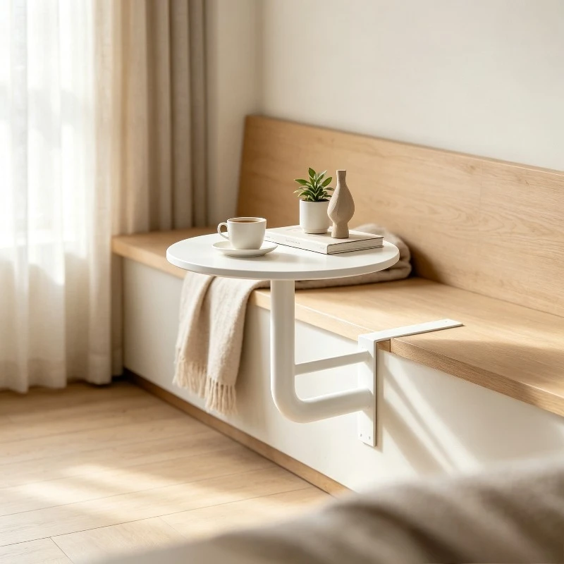 Nordic Style Wall Table with Marble Top, Solid Wood Base Commercial Cafe Furniture, Minimalist Bar Counter Desk for Shop.