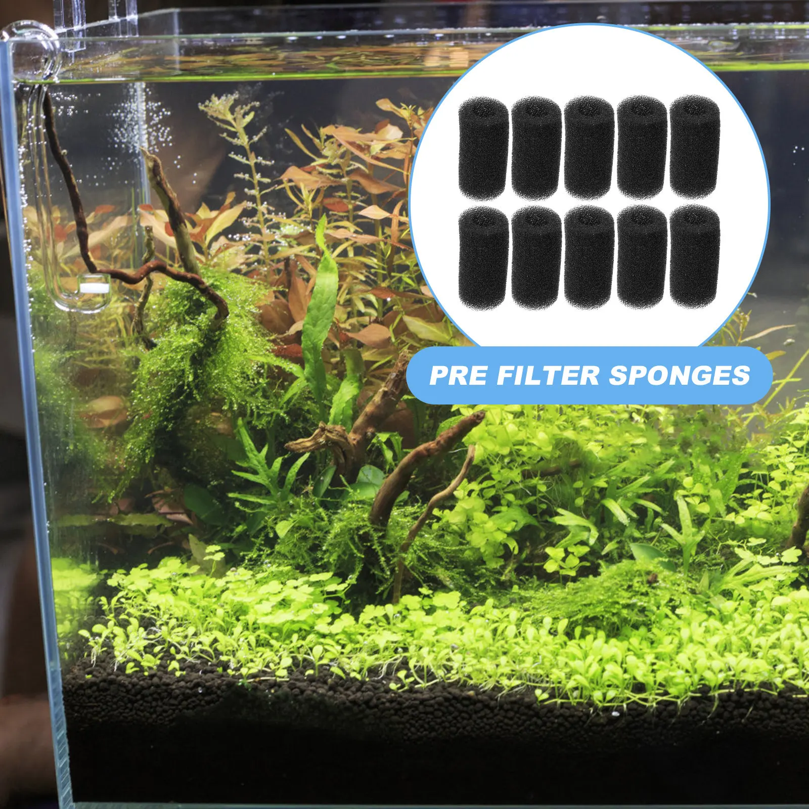 10Pcs Pre Filter Sponge Rolls for Aquariums Fish Tanks High Efficiency Debris Trapping Filter Intake Protector Sponge Sleeve