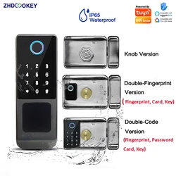 Double-Sided Rim Door Lock TTlock Tuya WiFi Biometric Fingerprint Card Codes APP Home Gate Outside Waterproof Smart Door Locks