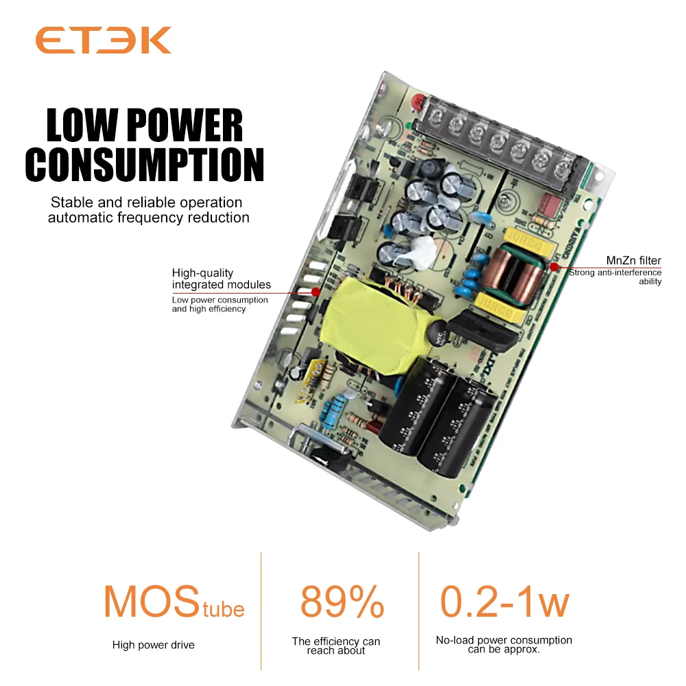 ETEK Mean Well-fuente de alimentación conmutada 75W 150W 100W 200W 24V LRS Singe Output Power Supply EKLRS