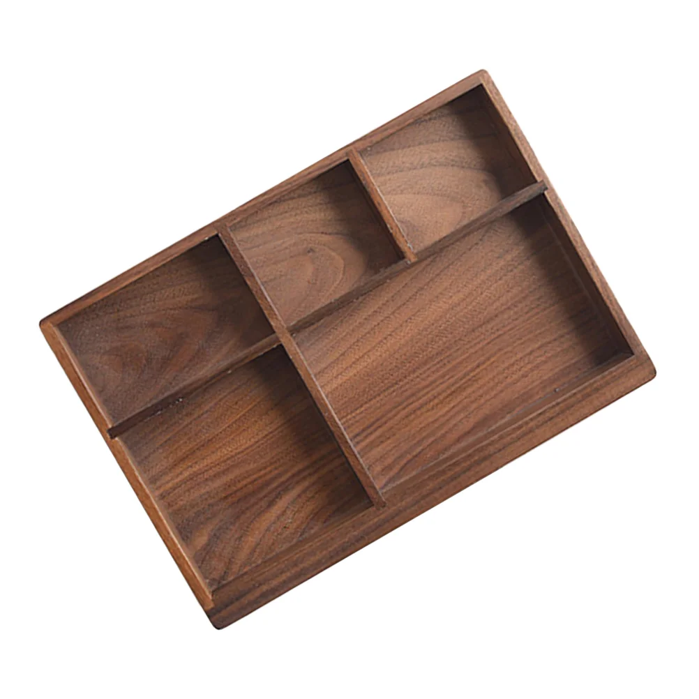 Black Walnut Western-style Drawer Type Cutlery Storage Box Desktop Solid Wood Storage Tray Tableware Organizer - 24x168x25cm